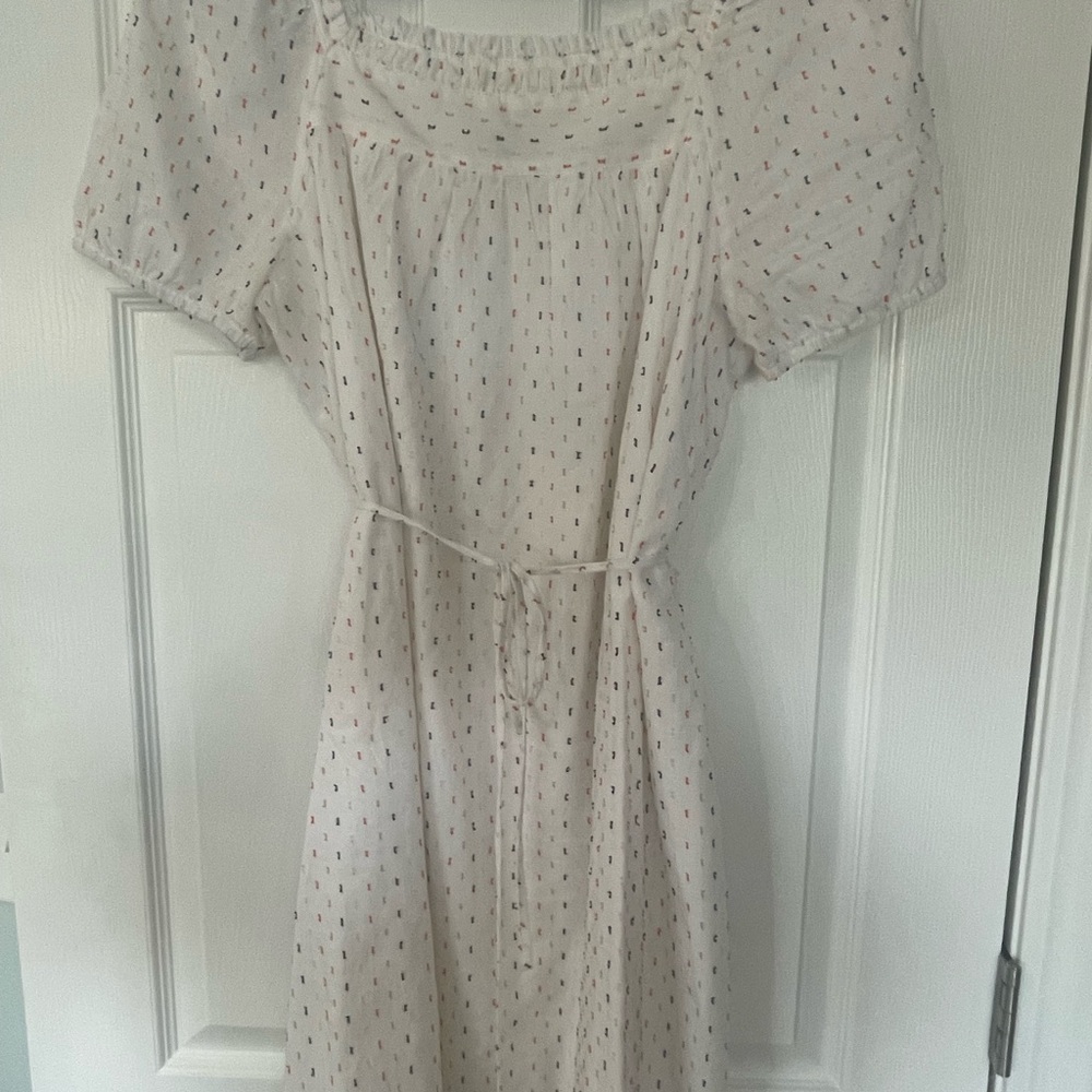 Ann Taylor Loft-Elegant White Polka Dot Dress